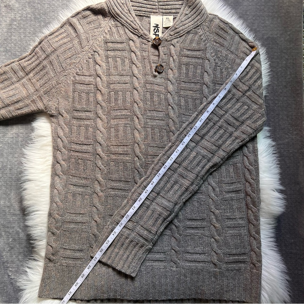 NSF High Neck Sweater XL Button Cable Knit Wool Linen Cotton Cashmere Pullover - Picture 7 of 11
